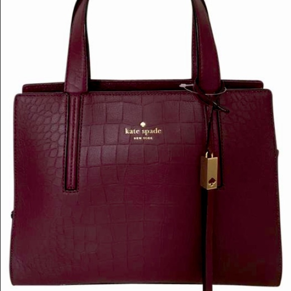 Kate spade “Grey Street Exotic Dominic Mulled wine leather bag”